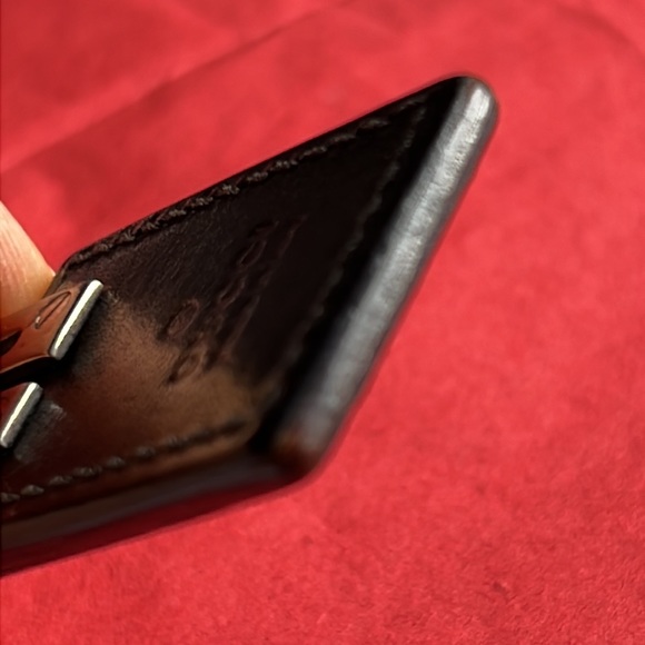 GUCCI Logo Silver Metal Tone Leather Key Holder Charm Unisex Vintage Authentic - Picture 11 of 15